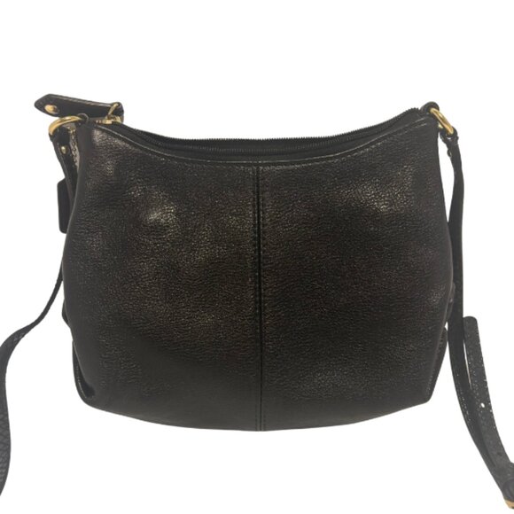 Coach Madison Black Pebbled Leather Small Crossbody Gold Hardware/Snakeskin Trim - Picture 8 of 9